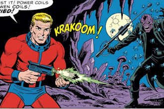 draw retro comic art, retro vintage illustration, retro comic book panel