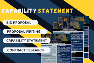 design, write capability statements for federal or state contracts