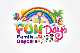 design outstanding childcare, education kids, and children logo with source file