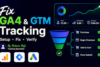 fix or set up ga4, gtm and ecommerce tracking