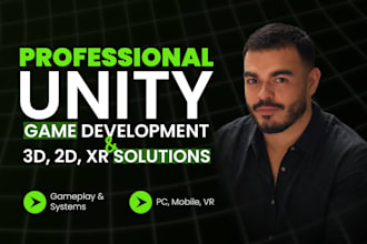 do 2d, 3d, vr game development by unity game developer