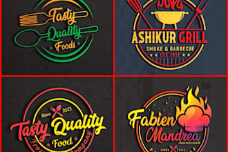 do awesome food, drink, pizza, cafe, bakery and restaurant logo with menu design