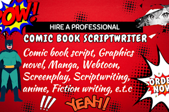 write comic book script, manga episode script, webtoon script, anime screenplay