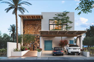 refurbish 3d villa, renew home interior,render cgi exterior, front porch,terrace