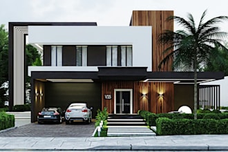 develop house concept,realistic villa rendering,pool patio terrace,layout render