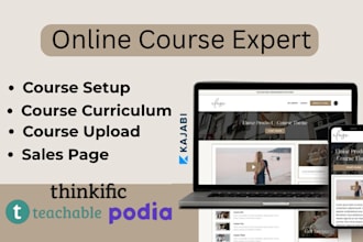 set up online course kajabi skool learnworld teachable thinkific community