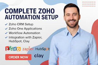 design zoho CRM, zoho one zoho flow, zoho campaigns, zapier, hubspot, automation