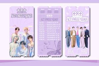 design kpop merch, jhope lollapalooza ticket, photocard holder designs