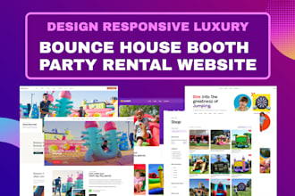design party rental holiday event rental booking bounce house booth website