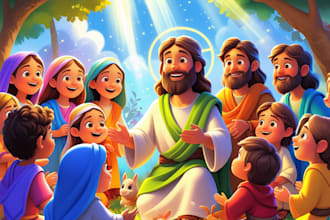 do children christian storybook illustration bible picture storybook