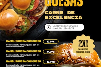 menu digital o fisico para tu restaurante o cafeteria