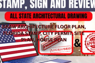 draw architectural floor plan, florida stamp, city permit, site plan, house plan