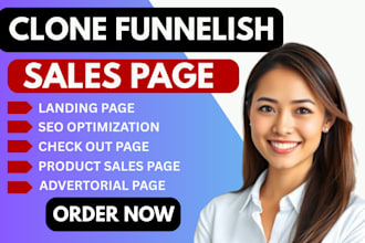 clone product page, sales page, advertorial page, one product store funnelish
