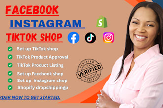 set up tiktok, instagram, facebook shops and shopify dropshipping store