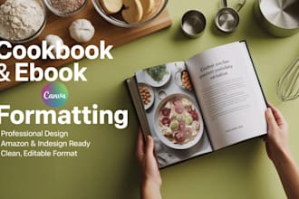 design cookbook, ebook, recipe book, recipe card, cookbook formatting on canva