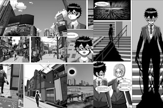 draw detailed manga comic page character in japanese anime style for your story