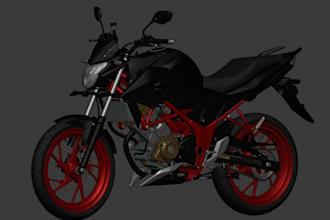 create 3d motorcycle, car, bike, bicycle, 3d vehicle modeling for games