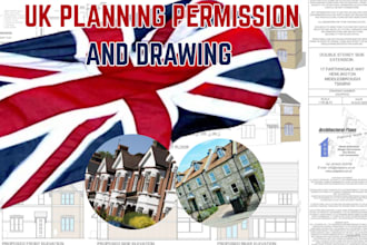 create UK planning permission drawings floor plans building regulation