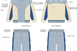 create apparel tech packs with spec sheet, flat sketch, and colorway mockup