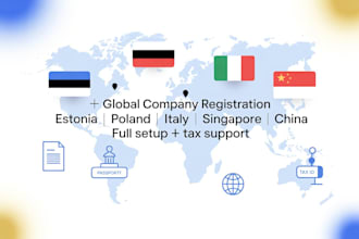 provide full eu company registration for estonia china singapore poland italy