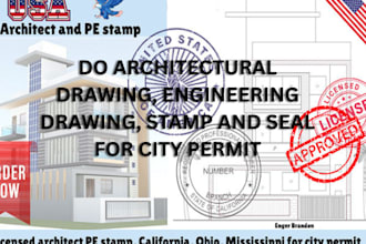 do architectural drawing, engineering plan, stamp and seal for city permit