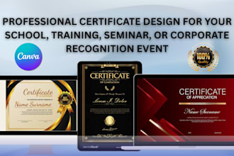 design elegant and editable certificate for award, course, or recognition