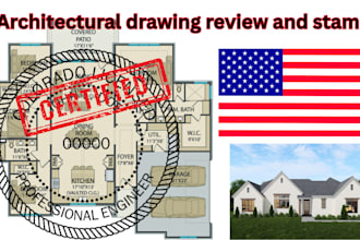 deliver pe stamp architecture or engineering drawing, review for USA permit mep