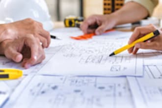 draft architectural and construction plans with revit or cad software