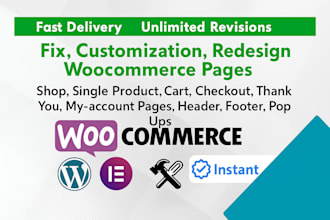 redesign woocommerce shop cart checkout thank you pages