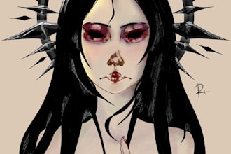 unique painting with a creepy vibe without smiles from me