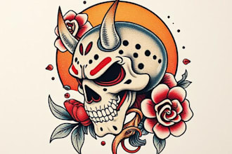 create a traditional or old school style tattoo design