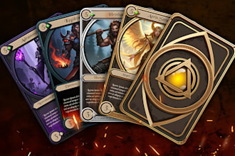 design custom 2d card game, poker cards, tcg and trading card art