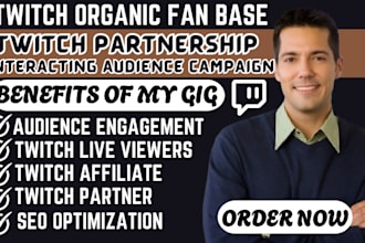twitch promotion for organic twitch live stream to get twitch affiliate partner
