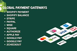 setup configure shopify payment, shopify balance, integrate stripe, paypal, wise