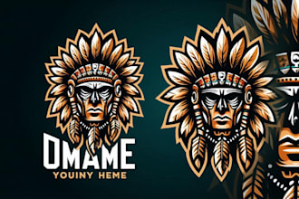 do creative tribal chief mask mascot logo for you with my on creativity