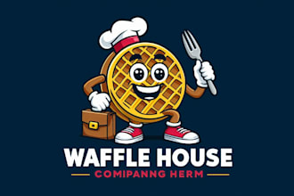 design waffle house mascot logo with creative concepts