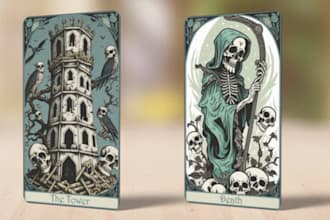 design custom tarot card oracle card palying card zodiac card from illustration