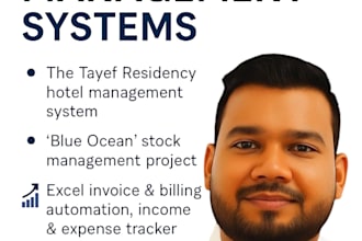 build excel based hotel system, invoice and expense tracker