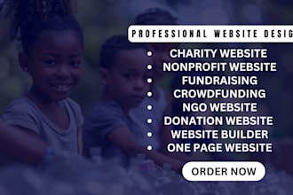 charity website nonprofit, ngo donations and fundraising one page website design