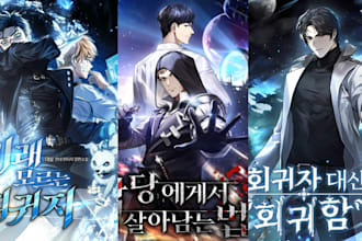 design webtoon cover webnovel webcomic, light novel graphic novel comic cover