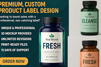 design unique supplement bottle label do product box design amazon box design