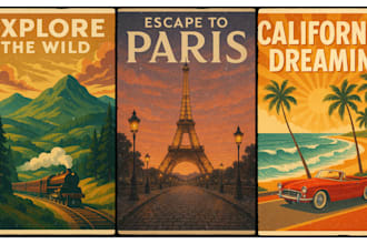 vintage poster retro illustration vintage flyer movie poster travel music poster