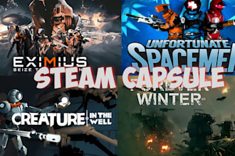 design steam capsule, game art, steam artwork, game poster, game logo, steam