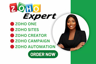 setup and automate zoho CRM, zoho one, campaigns and sites for your business