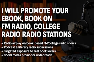 promote your ebook, book on fm radio, college radio, radio stations