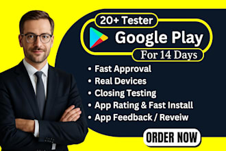 provide 12 app tester or 20 tester for google play closed testing app review