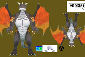 create and edit 3d custom furry avatar, vr character anime 3d model for vrchat