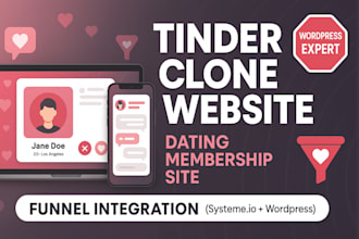 build tinder clone dating, sugar daddy website with chat, funnel nd matchmaking