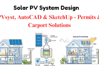 solar pv system design, pvsyst, solar permit, solar carport, autocad, sketchup