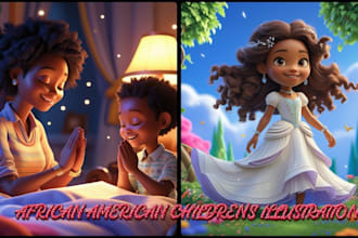do cute african american short storybook and christian book illustration